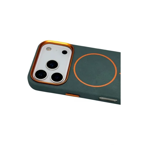 Mey İthalat®  Apple iPhone 17 Pro Max Luno Deri Magsafe Kapak - Yeşil