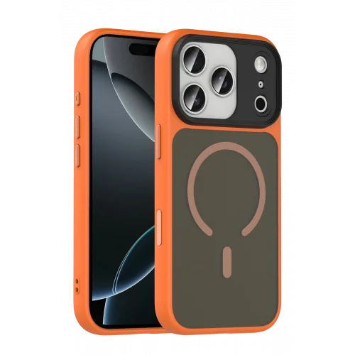 Mey İthalat®  Apple iPhone 17 Pro Max Megane Magsafe Kapak - Turuncu