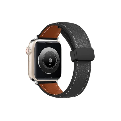 Mey İthalat®  Apple Watch 38mm KR414 Daks Deri Kordon - Siyah