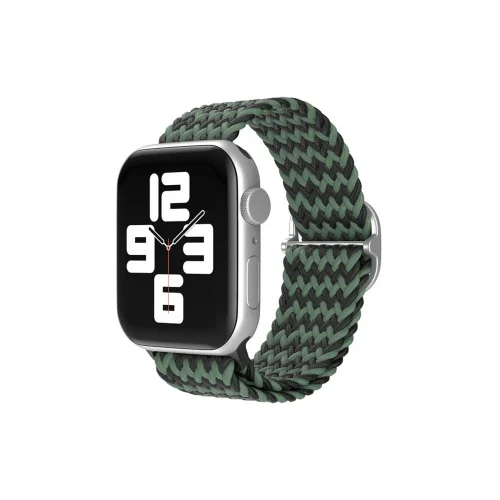 Mey İthalat®  Apple Watch 38mm Star Kordon - Zigzag Yeşil-Siyah