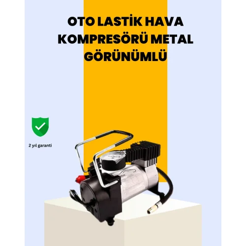 Mey İthalat® Araç Çakmak Girişli Metal Hava Kompresörü 10A Güçlü Motor