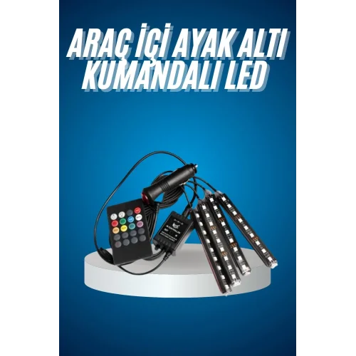 Mey İthalat® Araç Içi Aydınlatma Kumandalı 12 Led Ayak Altı Led Ambiyans Işığı Sese Duyarlı Kumandalı