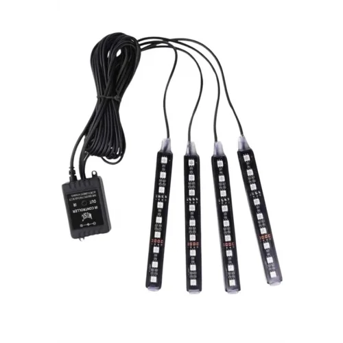 Mey İthalat® Araç Içi Aydınlatma Kumandalı 12 Led Ayak Altı Led Ambiyans Işığı Sese Duyarlı Kumandalı