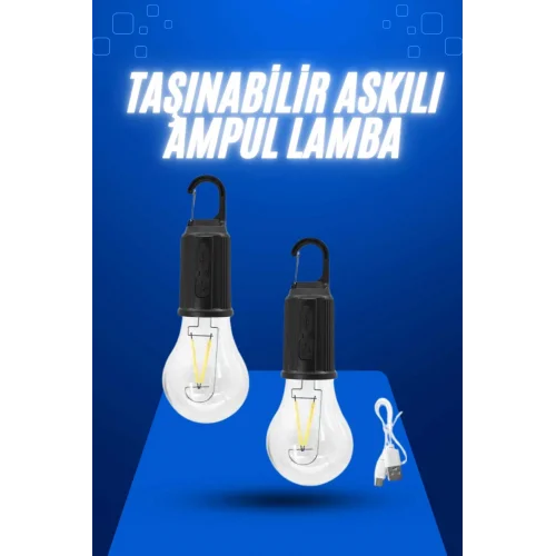 Mey İthalat® Askılı Kırılmaz Led Işık Kamp Bahçe Lambası Taşınabilir Led Ampul Şarjlı