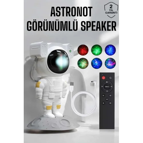 Mey İthalat® Astronot Görünümlü Projeksiyon Speaker Taşınabilir