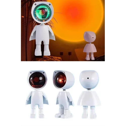 Mey İthalat® Astronot Işık Projektörü Gökkuşağı Projeksiyon Gece Lambası Hediyelik