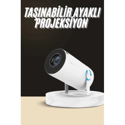 Mey İthalat® Ayaklı Projeksiyon Taşınabilir Mini Projektör Sinema Projektörü Android
