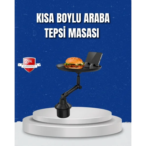 Mey İthalat® Ayarlanabilir Araç İçi Bardaklık Tepsisi 9 İnç Geniş Alan ve Telefon Standlı