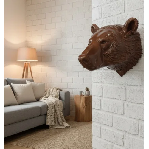 Mey İthalat® Ayı Başı Duvar Dekoru Modern Asılabilir Heykel 25x19 cm