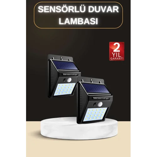 Mey İthalat® Bahçe Aydınlatma Sensörlü Güneş Enerjili Duvar Lambası 40 Led Işık