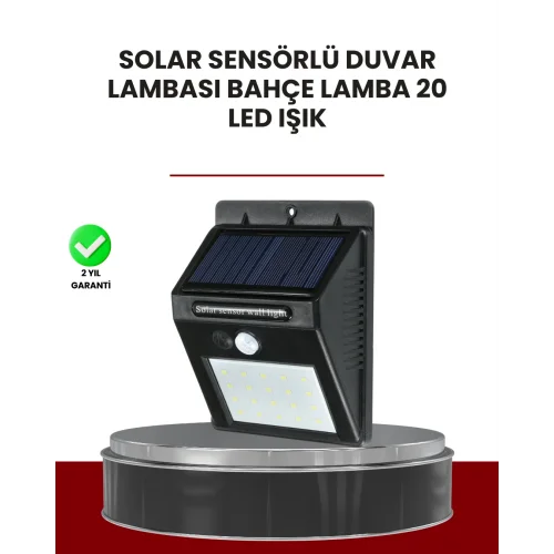 Mey İthalat® Bahçe ve Dış Mekanlar İçin Güneş Enerjili 20 LED Hareket Sensörlü Lamba