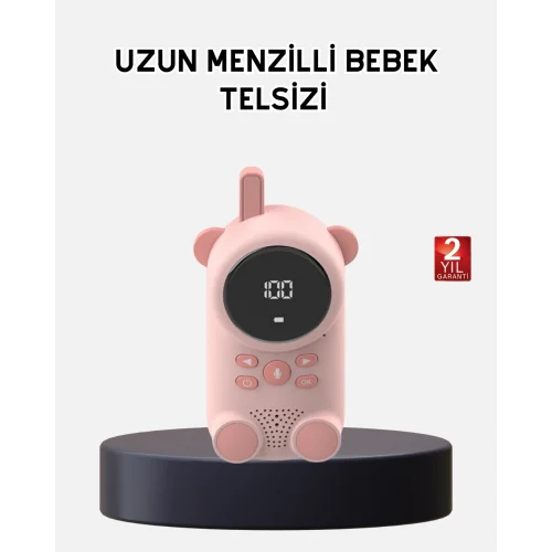 Mey İthalat® Bebek Telsizi LCD Ekran VOX İki Yönlü İletişim USB Şarj Hafif