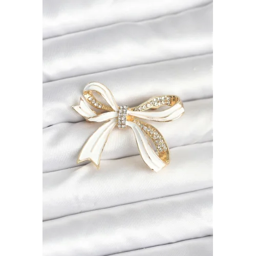 Mey İthalat® Beyaz Renk Fiyonk Model Broş