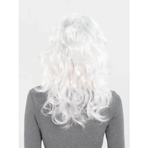 Mey İthalat® Beyaz Renk Kahküllü Dalgalı Uzun Parti Peruğu