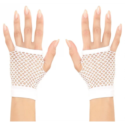 Mey İthalat®  Beyaz Renk Kısa Boy Fileli Örgü Eldiven