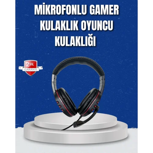 Mey İthalat® Bilgisayar Oyuncu Kulaklığı – Yumuşak Pedli, Dayanıklı İpli Kablo