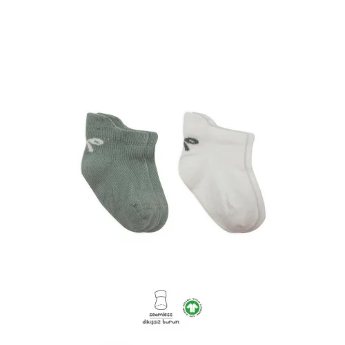 Mey İthalat®   2Li Sneakers Smile Penye Çorap 20106 Nil Ekru