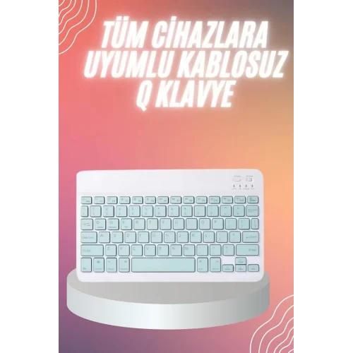 Mey İthalat® Bluetooh Wıreless Keyboard Siyah Q Klavye İOS Ipad Android Windows Uyumlu