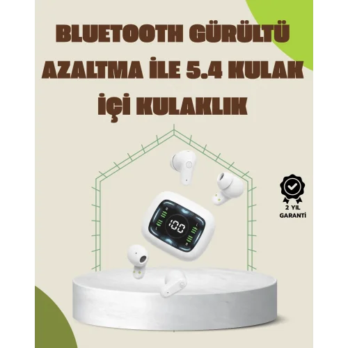 Mey İthalat® Bluetooth 5.4 Teknolojili Kablosuz Kulaklık LED Göstergeli