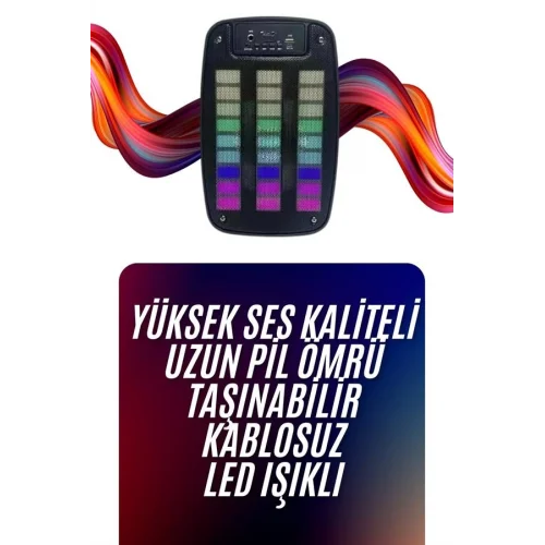 Mey İthalat® Bluetooth Hoparlör Taşınabilir Şarjlı Işıklı Büyük Boy Yüksek Ses Kaliteli