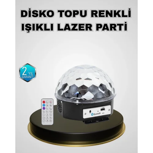 Mey İthalat® Bluetooth Hoparlörlü LED Disko Işığı Müzik Ritim Duyarlı ve Taşınabilir