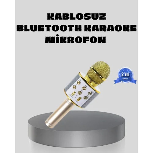 Mey İthalat® Bluetooth Karaoke Mikrofon Şarjlı Uzun Pil Ömürlü Çok Fonksiyonlu