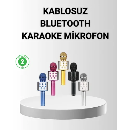 Mey İthalat® Bluetooth Karaoke Mikrofon – Yüksek Ses Kalitesi, Yankı Efektli, Uzun Ömürlü Pil