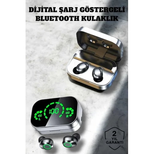 Mey İthalat® Bluetooth Kulaklık Çift Telefon Desteği ve Suya Dayanıklı Powerbankli