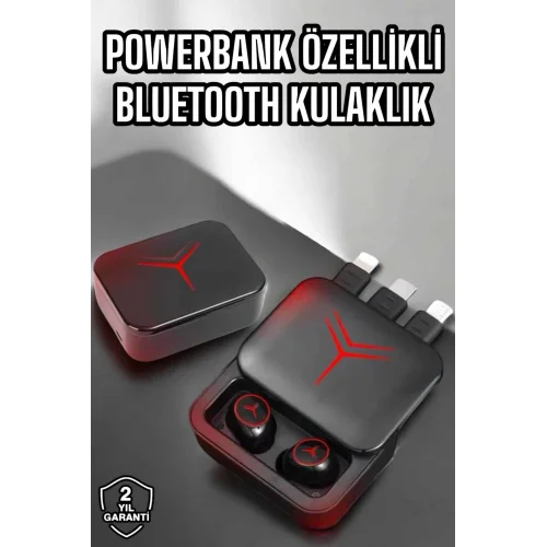 Mey İthalat® Bluetooth Kulaklık Powerbank Özelliği Yüksek Ses Kaliteli TWS Kulaklık