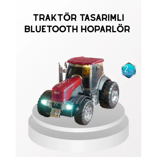 Mey İthalat® Bluetooth Nostaljik Traktör Hoparlör LED Işıklı 12W Güçlü Ses
