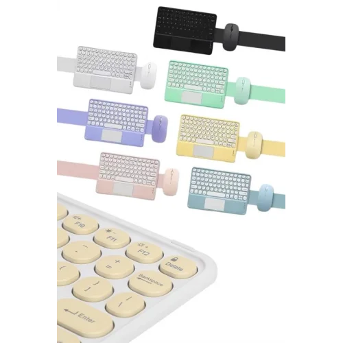 Mey İthalat® Bluetooth Touchpad Klavye 10.9 inch Kablosuz Wifi Q Klavye Slim