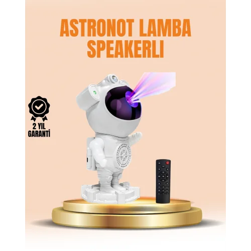 Mey İthalat® Bluetooth ve Dahili Ses Özellikli Astronot Projeksiyon Lambası