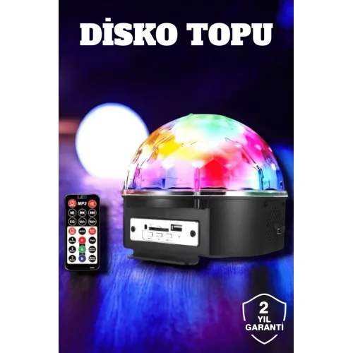 Mey İthalat® Bluetooth ve Uzaktan Kumandalı Çok Renkli Masaüstü Disko Topu