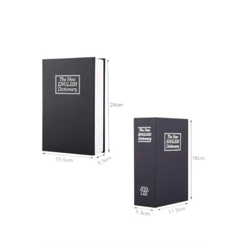 Mey İthalat® Büyük Boy Anahtarlı Kitap Görünümlü Gizli Kasa Çelik Kasa Altın Kasası