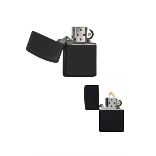 Mey İthalat® Çakmak Parlak Siyah Zippo Benzinli Çakmak Cep Boy Doldurulabilir