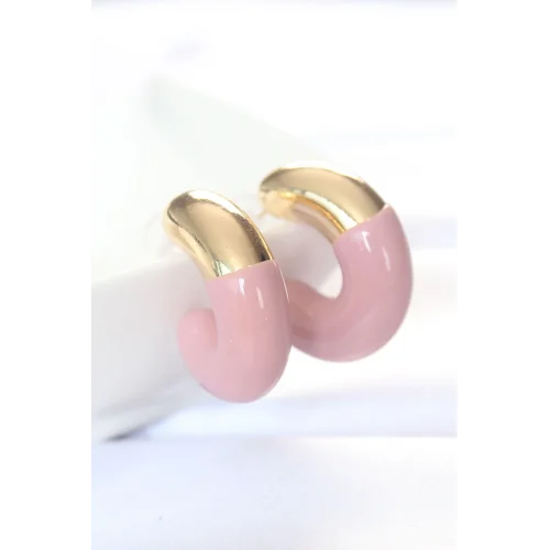 Mey İthalat® CCB Gül Kurusu Gold Çift Renk Küpe