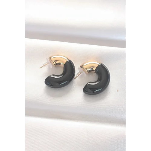 Mey İthalat® CCB Siyah Gold Çift Renk Küpe