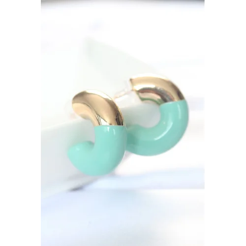 Mey İthalat® CCB Turkuaz Gold Çift Renk Küpe