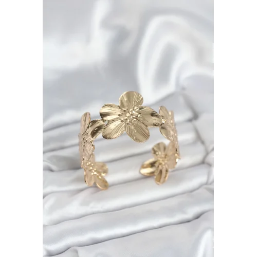 Mey İthalat® Çiçek Model Pirinç Levha Kadın Bileklik