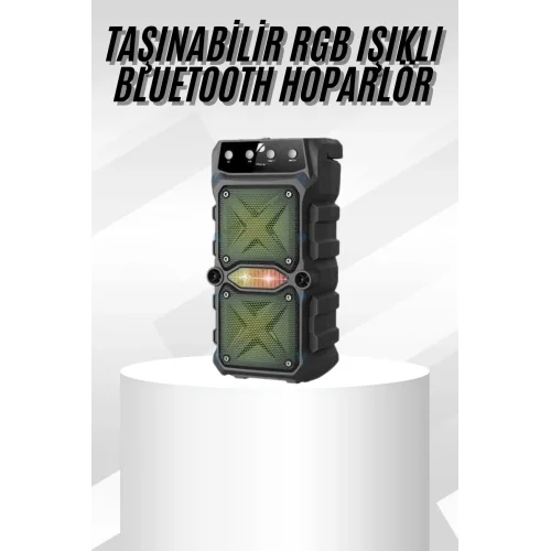 Mey İthalat® Çift Çıkışlı Güçlü Bataryalı Kablosuz Yüksek Ses Kaliteli Bluetooth Hoparlör