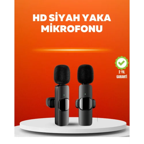 Mey İthalat® Çift Mikrofonlu Kablosuz Kayıt Seti iPhone Uyumlu Mini Mikrofon