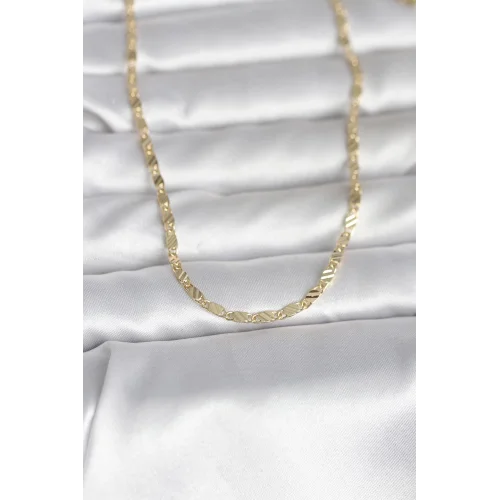 Mey İthalat® CM 14K Gold Renk Çizgi Lazer Model 60 cm Kadın Kolye