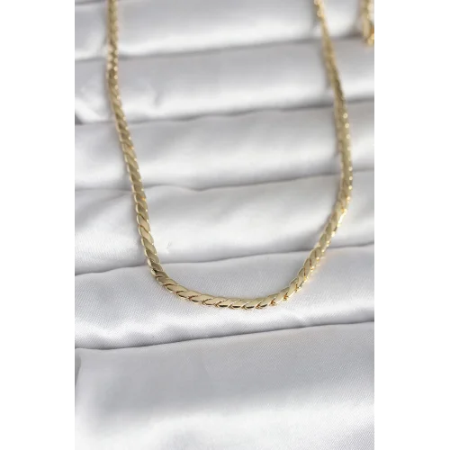 Mey İthalat® CM 14K Gold Renk Yassı Model 60 cm Kadın Kolye