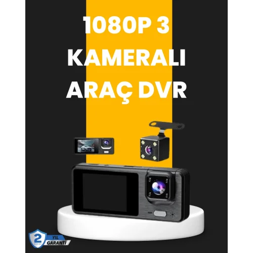 Mey İthalat® Çok Açılı Araç İçi DVR | Ön İç Arka Kamera, Döngü Video Kaydı