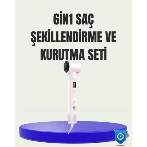 Mey İthalat® Çok Fonksiyonlu 6 Başlıklı Saç Kurutma ve Şekillendirme Seti