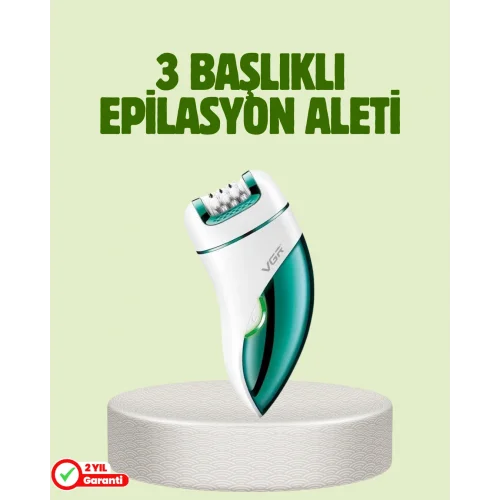 Mey İthalat® Çok Fonksiyonlu Epilatör 600mAh 90 Dakika Kullanım LED Metal Başlık Su Geçirmez