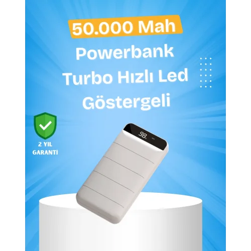 Mey İthalat® Çoklu Cihaz Uyumlu LED Ekranlı 50000 mAh Powerbank