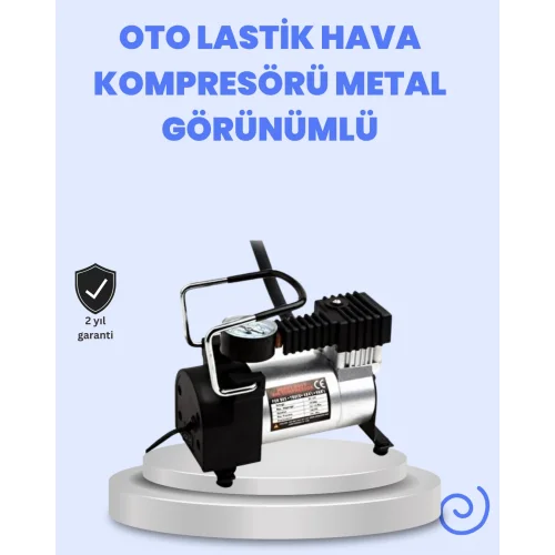 Mey İthalat® DC 12V Metal Hava Kompresörü Araç Lastik Şişirme 35L/Dk