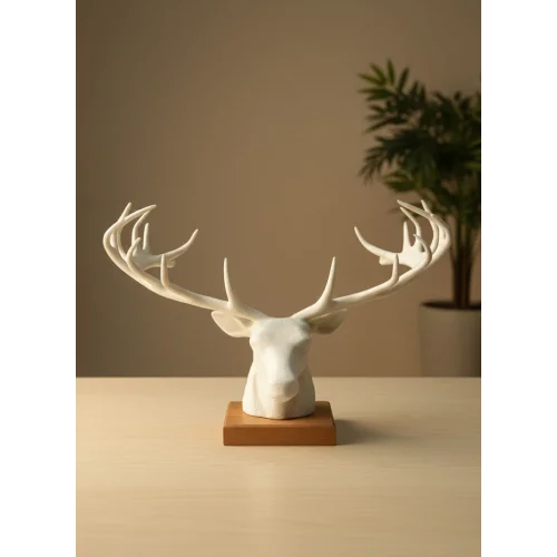 Mey İthalat® Dekoratif Geyik Başı Heykel 25 cm Modern Minimal Tasarım