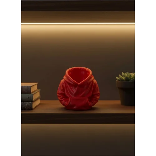 Mey İthalat® Dekoratif Kırmızı Hoodie Kalemlik 10x10 cm